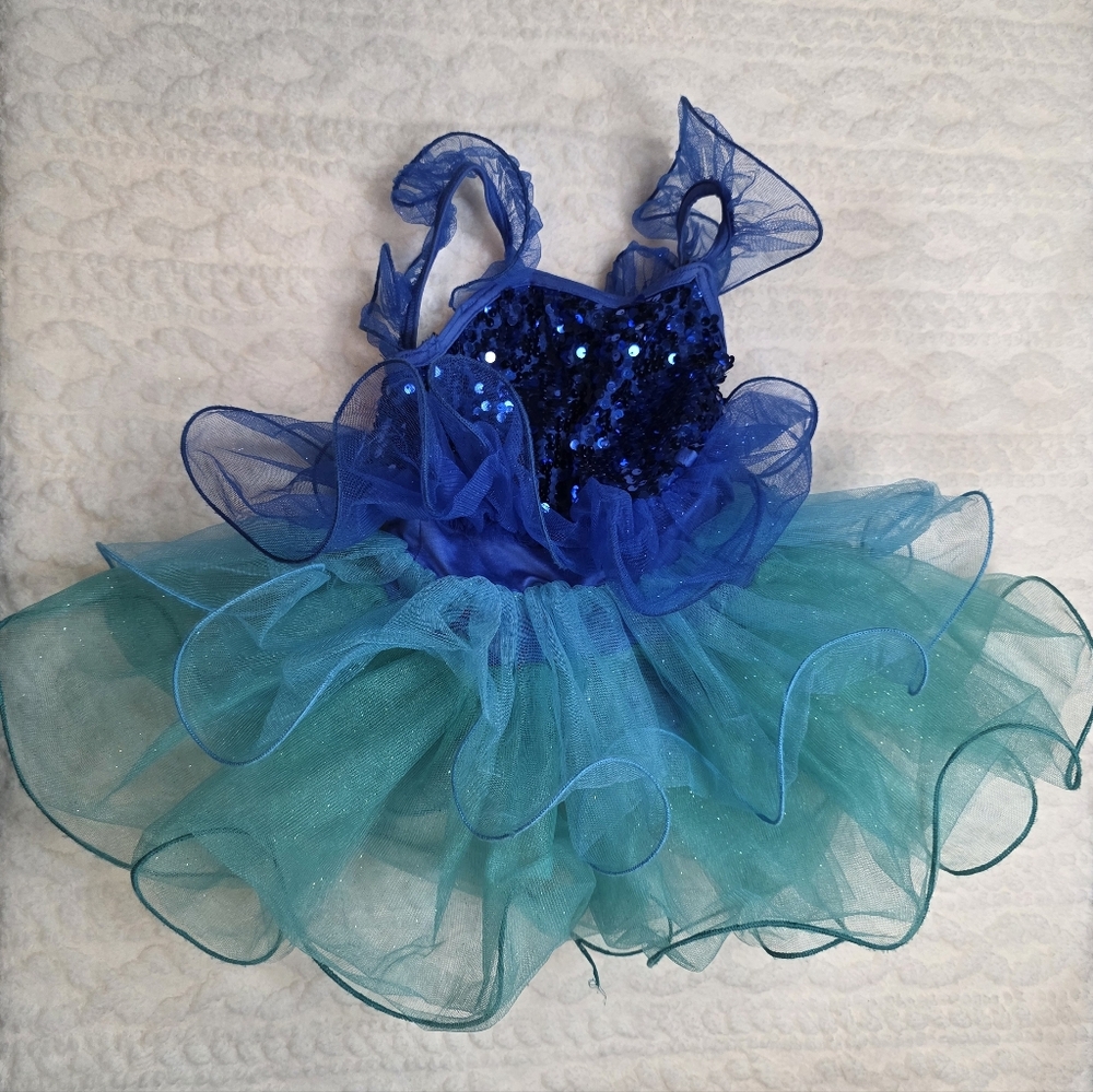Weissman Blue Sequin Tutu Dance Costume | Mermaid Ombre | XSC